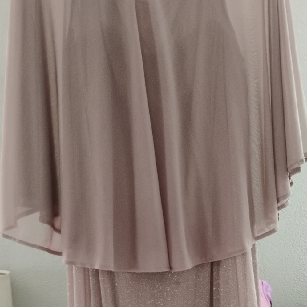 Elegant light brown or tan long sparkle dress....very pretty. Chiffon Dress